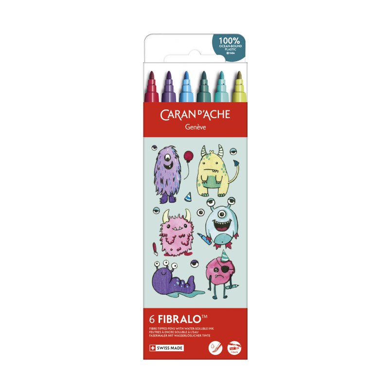 kawaii系列fibralo™ 水溶性水筆（6色）- Funny Monsters