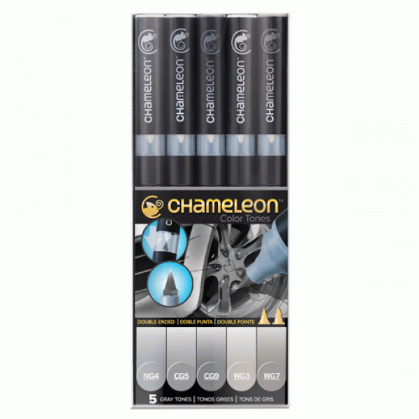 Chameleon 5支裝漸變色marker 灰色系列 